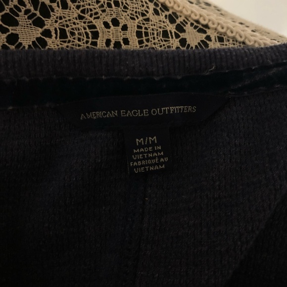 American Eagle Navy Blue Lace Long Sleeve Shirt - Picture 5 of 5